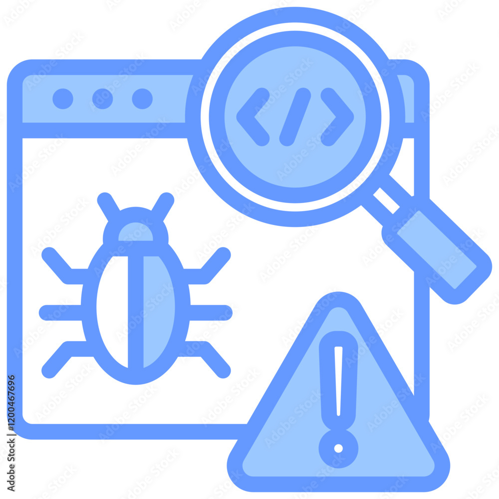Poster debugging blue icon