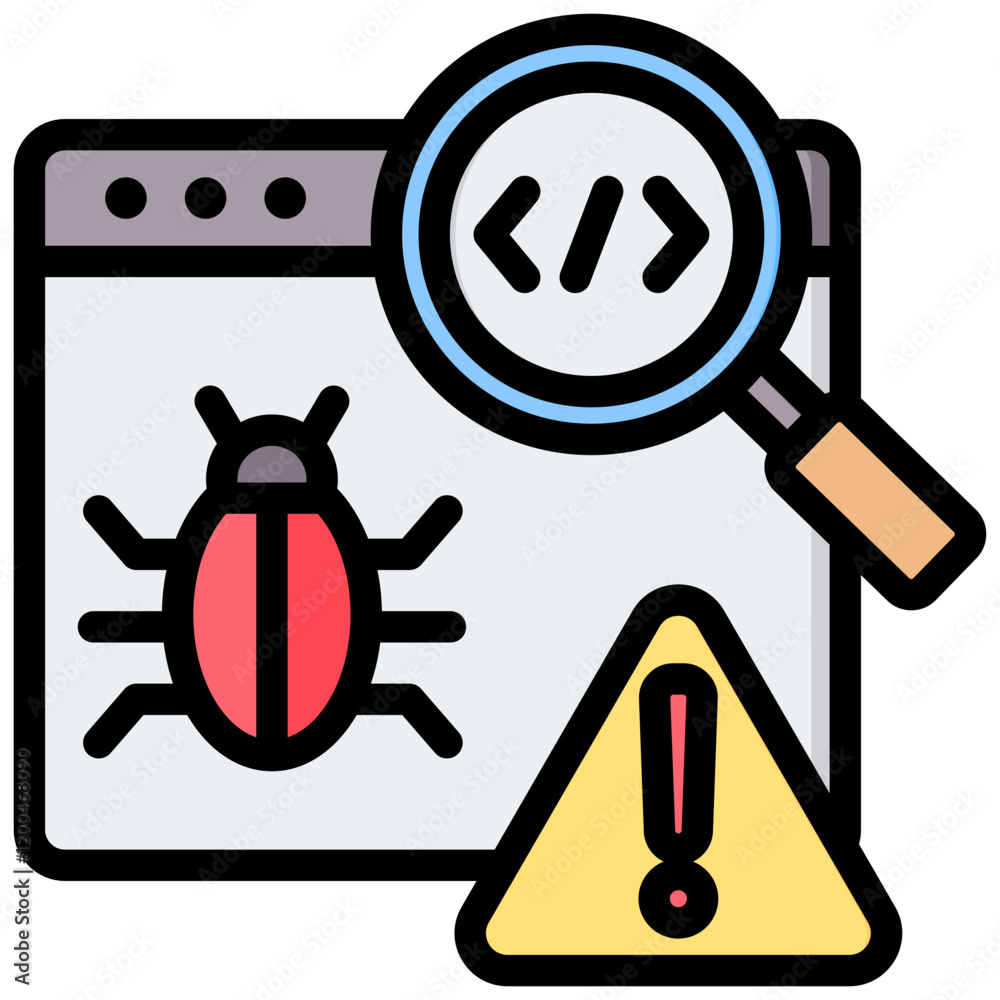 Poster debugging outline color icon