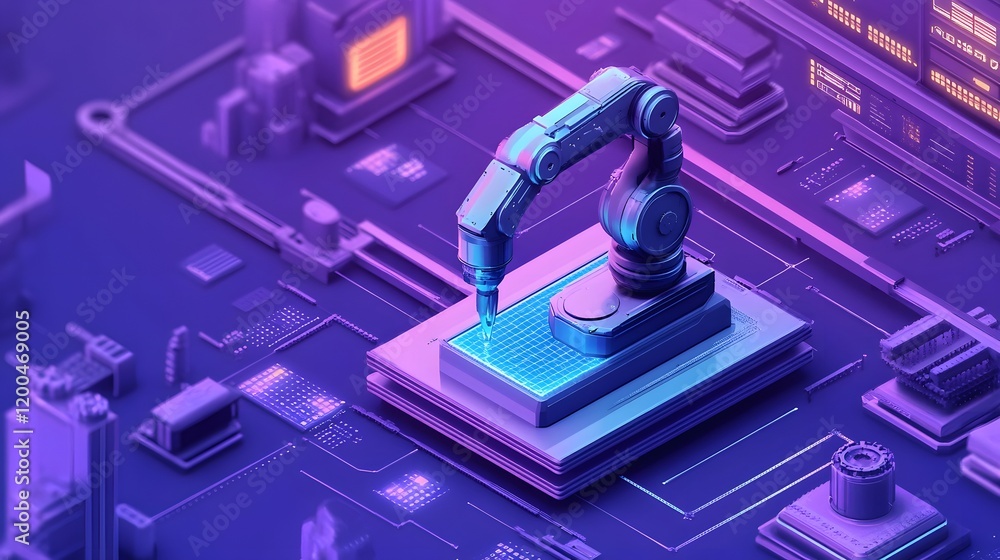 Poster robotic arm assembling circuit board components