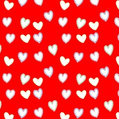Colorful hearts seamless pattern for background or wallpaper. Simple love design. Heart illustration for valentine's decoration