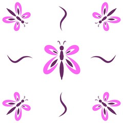Colorful butterfly seamless pattern. Hand drawn butterfly seamless pattern for background or wallpaper