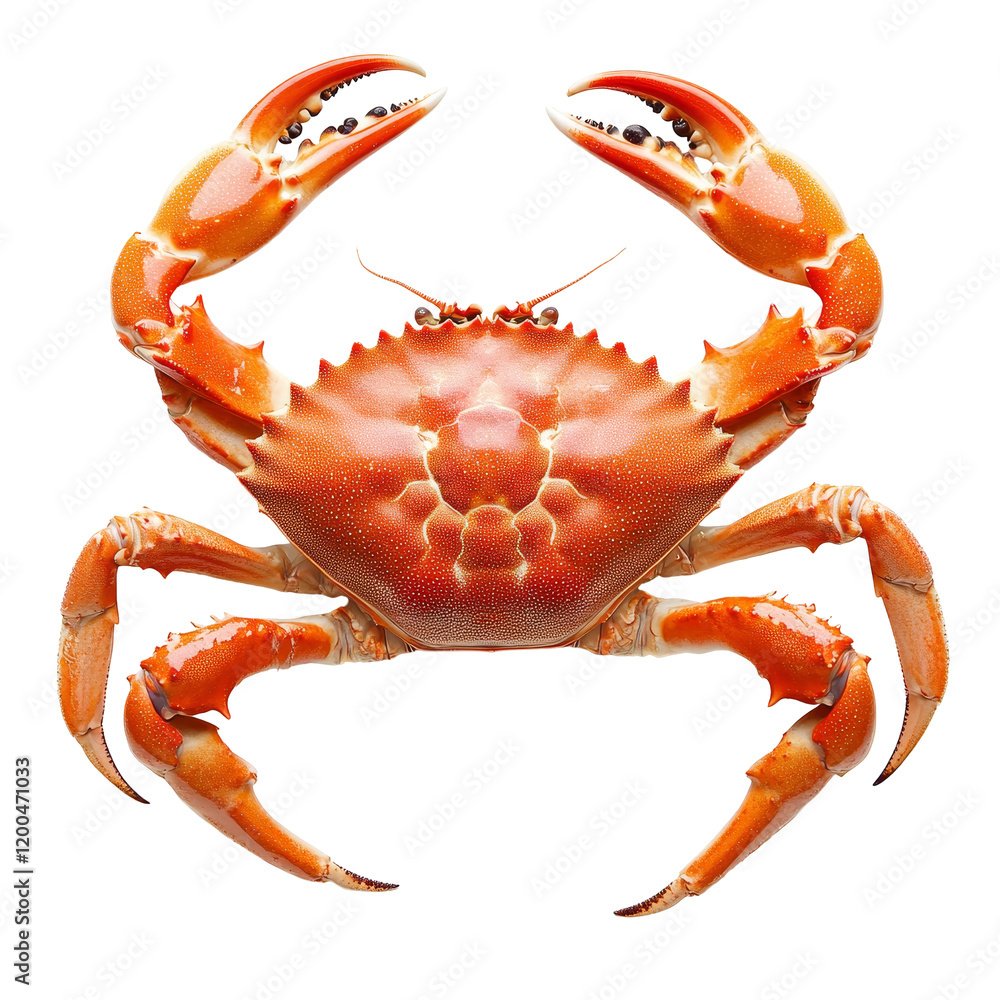 Poster a vibrant crab showcasing intricate details, isolated on a clean transparent background for a striki
