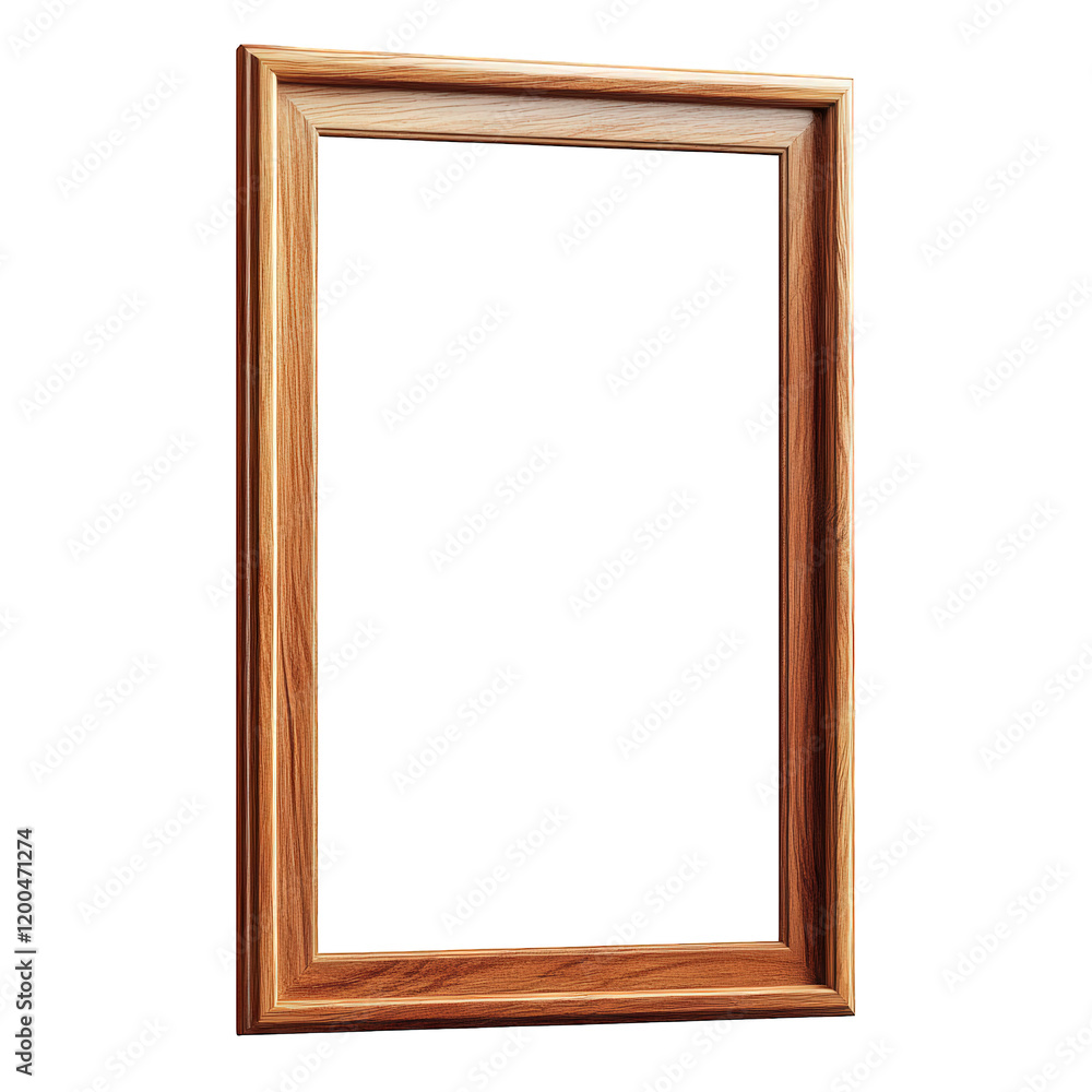 Poster simple wooden picture frame without any content inside. emphasizing its empty space and potential fo