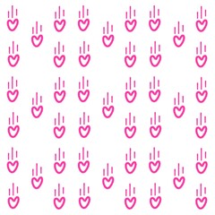 Seamless pattern of falling pink hearts with motion lines. Minimalist romantic design, perfect for Valentine's Day, love-themed backgrounds, and digital art projects