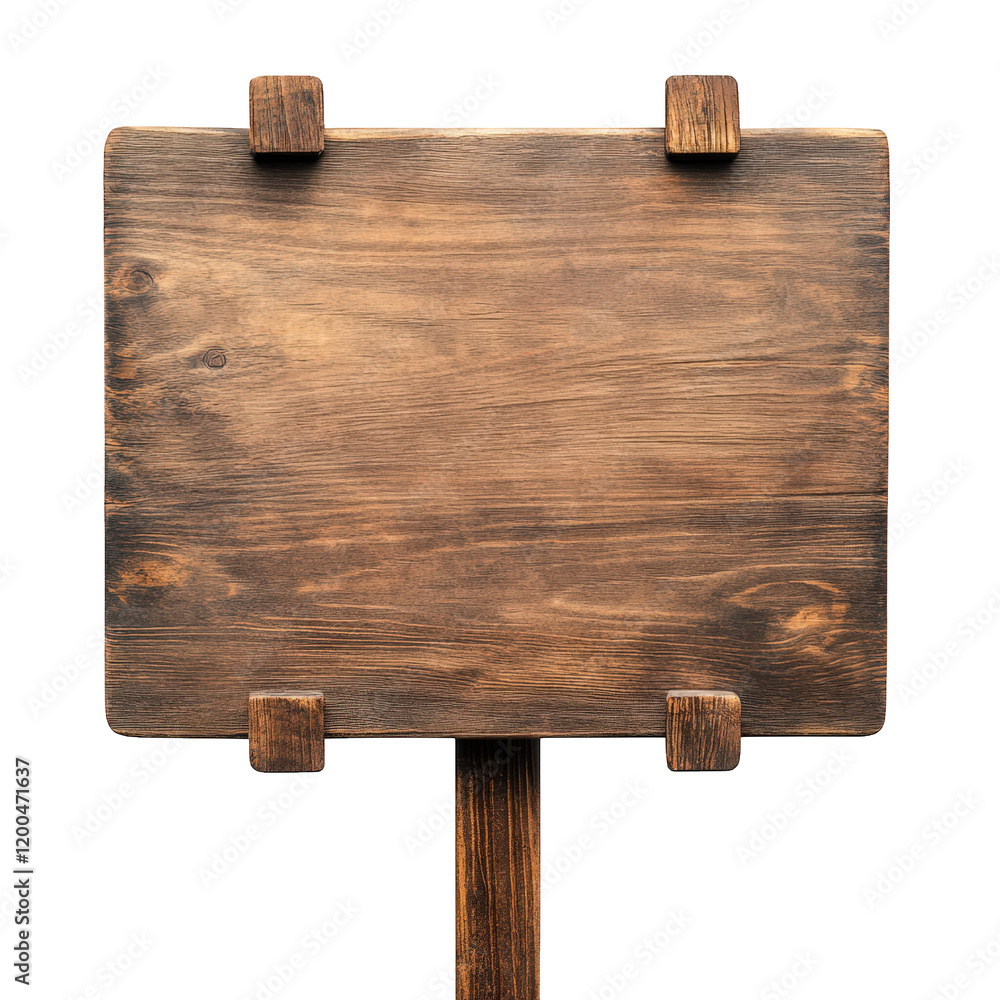 Poster blank wooden signpost with a rustic design. supported by a sturdy base the sign's surface is smooth 