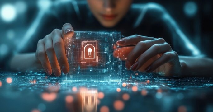 Cybersecurity and Data Protection in a Futuristic Environment with Holographic Lock Interaction