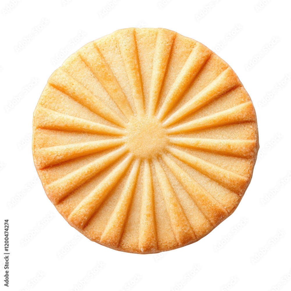 Aufkleber round. golden cookie with a sunburst pattern on its surface. showcasing a textured design that sugge