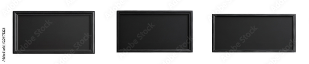 Poster three black picture frames arranged horizontally each frame has a simple. elegant design. devoid of 