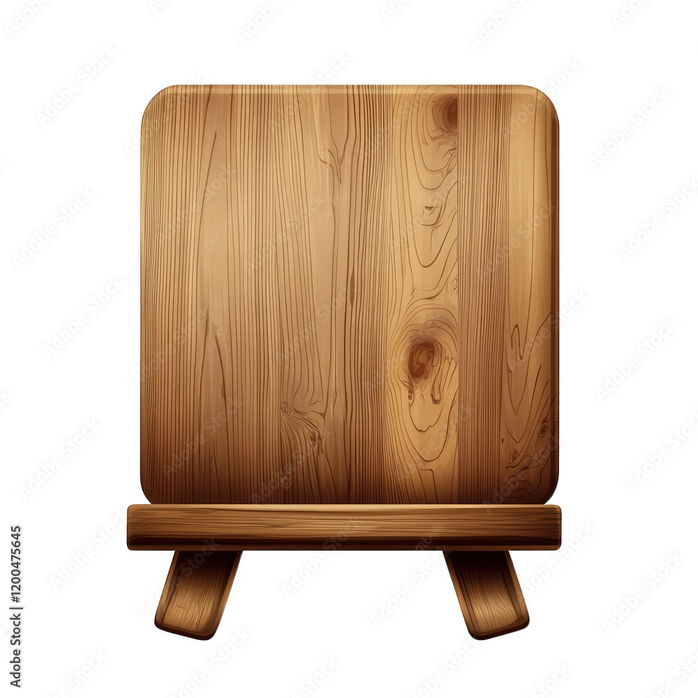 Poster wooden signboard with a smooth texture and natural wood grain. set on a small easel it serves as a b