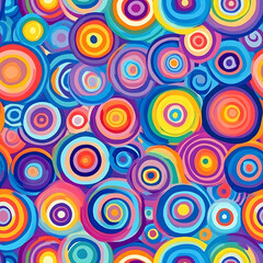 Fototapeta premium Colorful abstract circles in vibrant hues create lively pattern