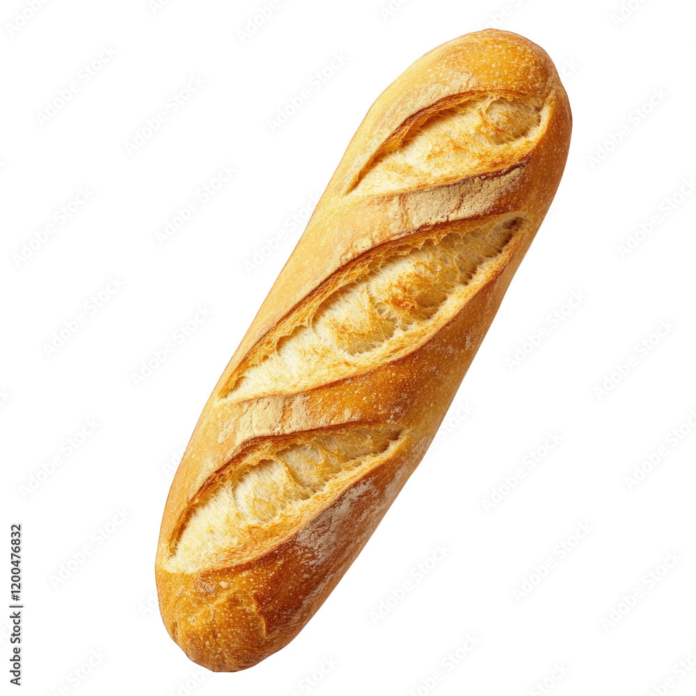 Aufkleber freshly baked baguette with a golden-brown crust. showcasing its characteristic elongated shape and 