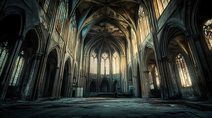 Fototapeta premium eerie gothic cathedral interior