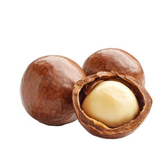 Fresh macadamia nuts on a transparent background highlighting their rich texture and unique shape, perfect for culinary uses, macadamia isolated on transparent background