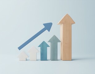 progress or development concept, Business growth, investment profit increase, arrow graph future growth plans, growing sales and revenue, minimalist tech