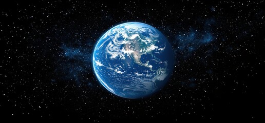Hyper-realistic Earth from Space with Stars and Soft Light Showcase of Planet and Galaxy