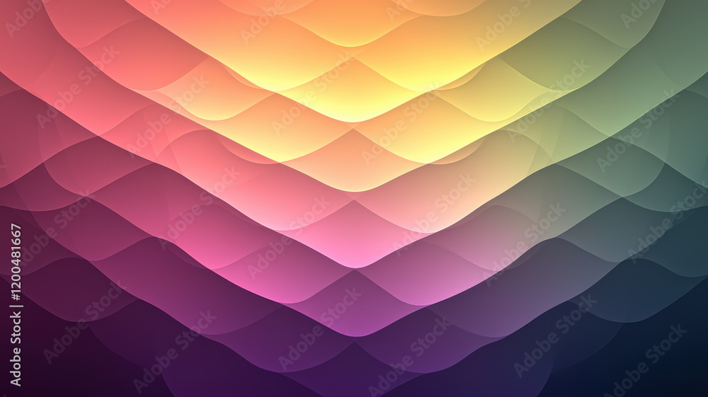 Poster vibrant abstract geometric background with layered waves in soft colors