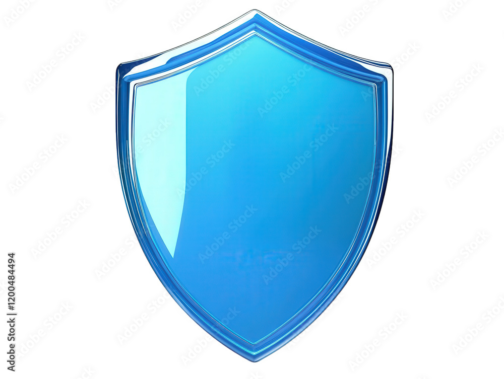 Aufkleber glossy blue shield. symbolizing protection and security its sleek design and vibrant color convey a 
