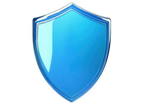 glossy blue shield. symbolizing protection and security its sleek design and vibrant color convey a sense of trust and safety. making it suitable for various contexts. such as digital security. insura