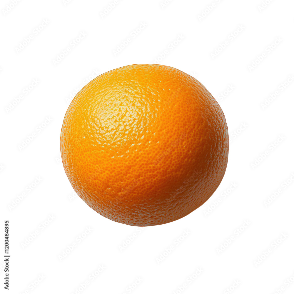 Poster single. vibrant orange fruit. showcasing its textured skin and round shape against a clean. white ba