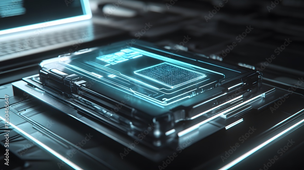 Poster futuristic technology advanced processor system design