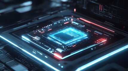 Obraz premium Futuristic Technology Central Processing Unit Glowing