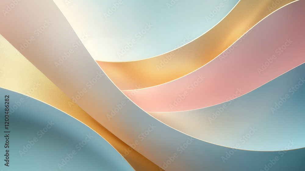 Poster soft tones and flowing shapes create abstract geometric background