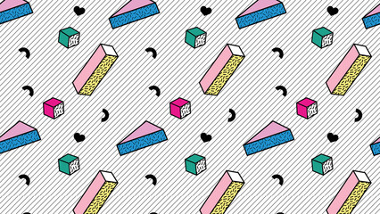 Memphis Background Retro Background With Different Color Figures