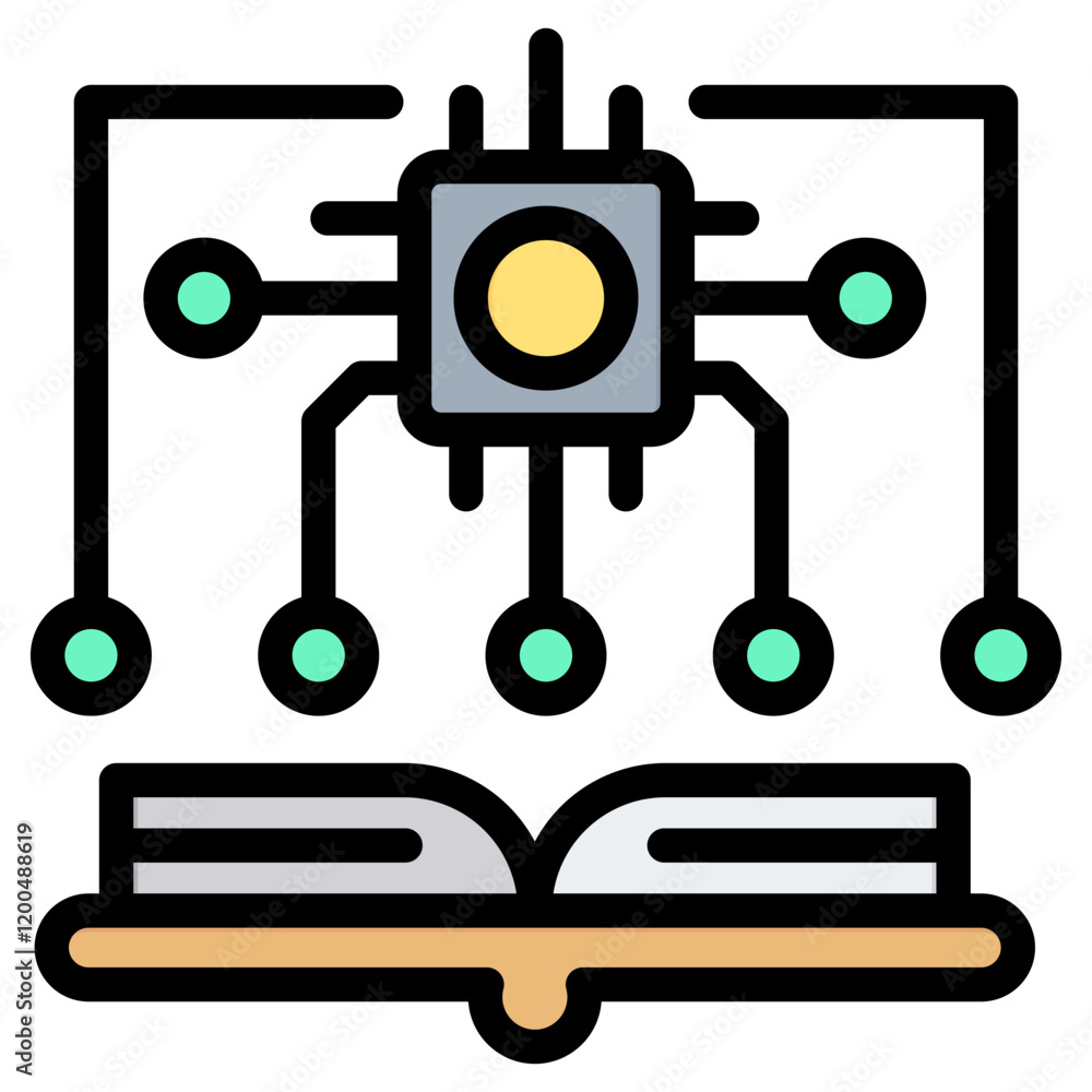 Poster machine learning outline color icon