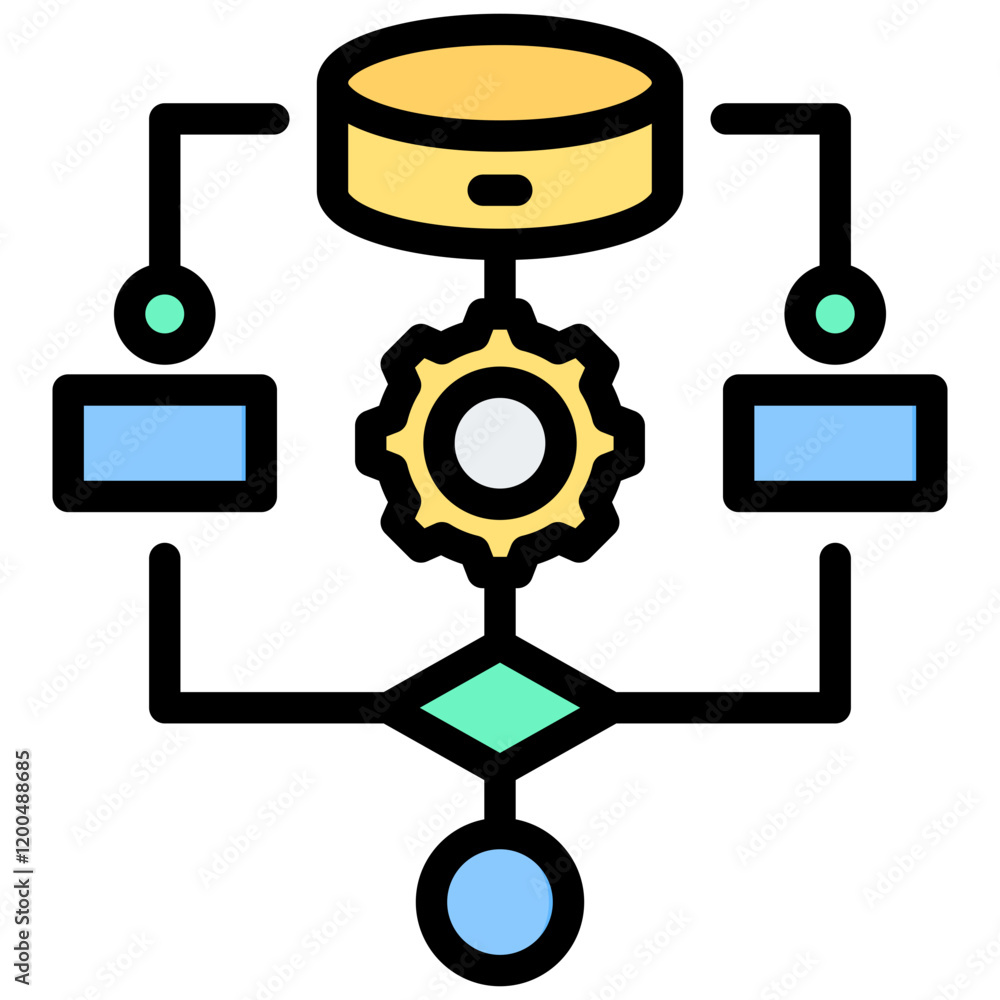 Poster Algorithm Outline Color Icon