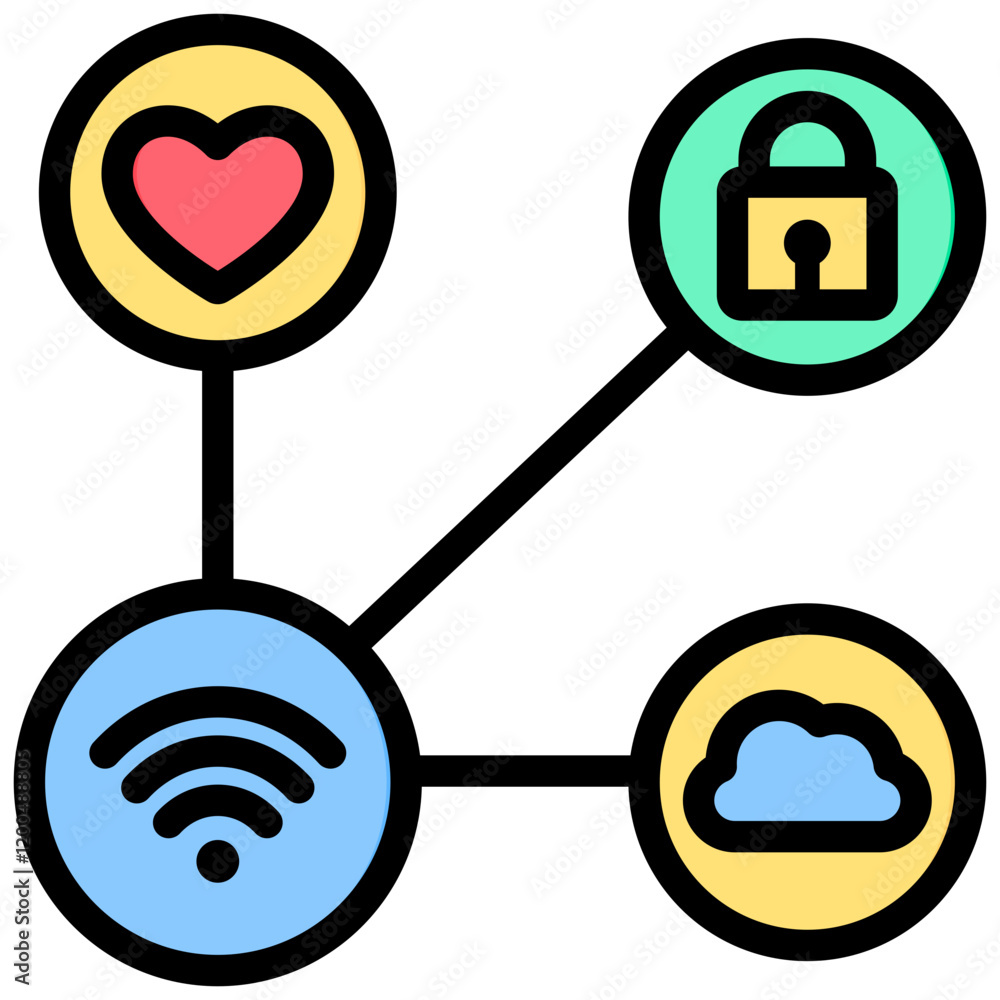 Poster iot outline color icon