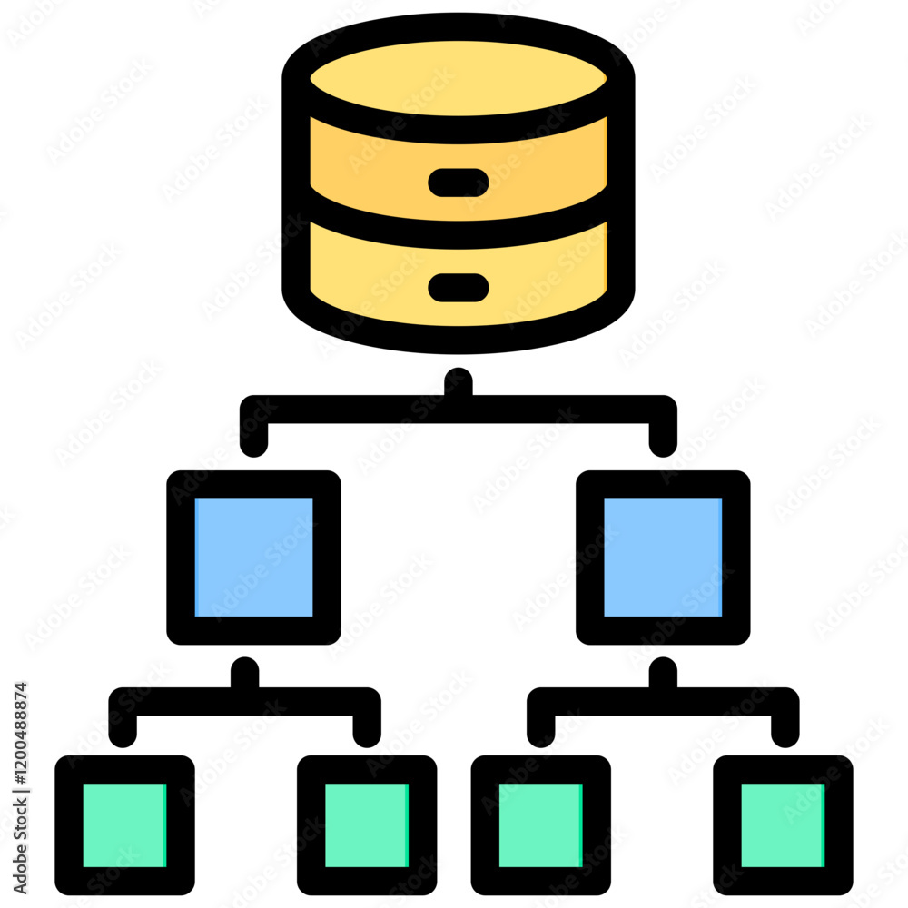 Poster data architecture outline color icon