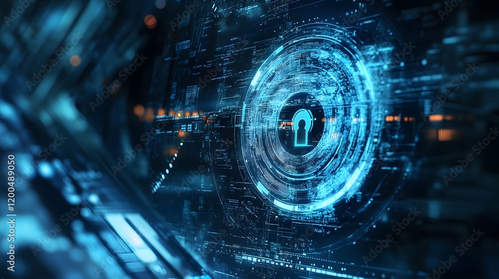 Poster digital keyhole abstract cybersecurity system network