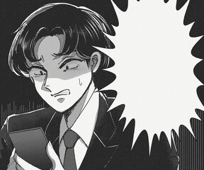 ヤバい！スマホを見て恐怖を感じる会社員の吹き出しイラスト
