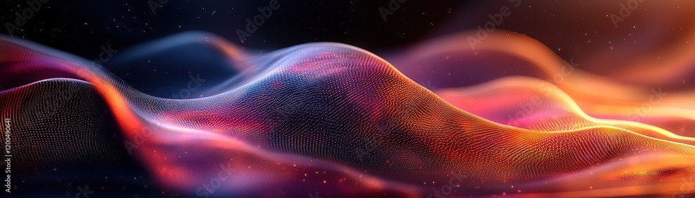Poster dynamic flow of colorful waves abstract digital scene graphic art vibrant environment high-quality v