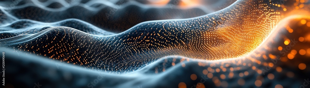Aufkleber dynamic flow of light particles through abstract waves digital space visual art futuristic concept