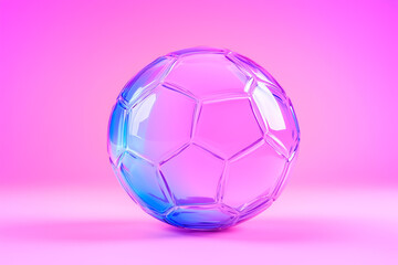 Naklejka premium Translucent Soccer Ball Render: Pink and Blue Gradient