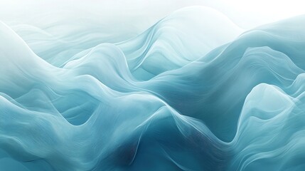 Obraz premium Flowing waves of light blue fabric abstract art soft environment aerial view serenity concept