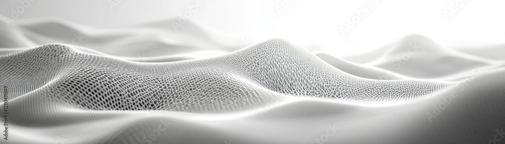 Poster exploring textured waves of fabric studio setting high-resolution close-up minimalist aesthetic soft