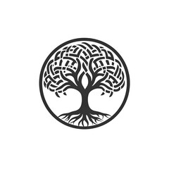 Design a modern simplistic logo for a legal celebrant business The central element should be a stylized circular tree with visible roots symbolizing growth life and