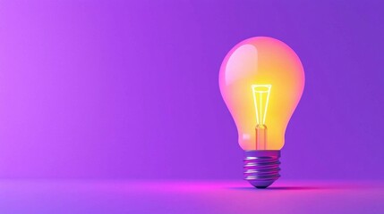Vibrant light bulb glowing against a purple backdrop