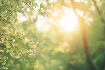 Obraz premium Spring blossoms sunset garden background