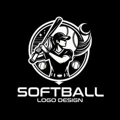 Softball Vector Logo Design