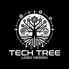 Tech Tree Vector Logo Design