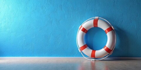 Floating Ring on Blue Wall - Abstract Art