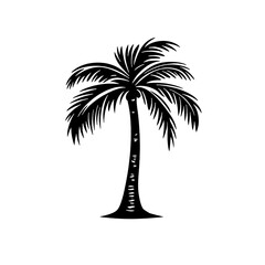 a minimalist black icon of a palm tree on a white background