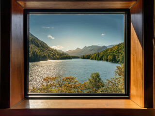 the lake view from a window