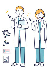案内をする医師のイラスト＿全身