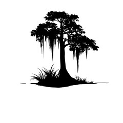cypress tree swamp silhouette simple logo