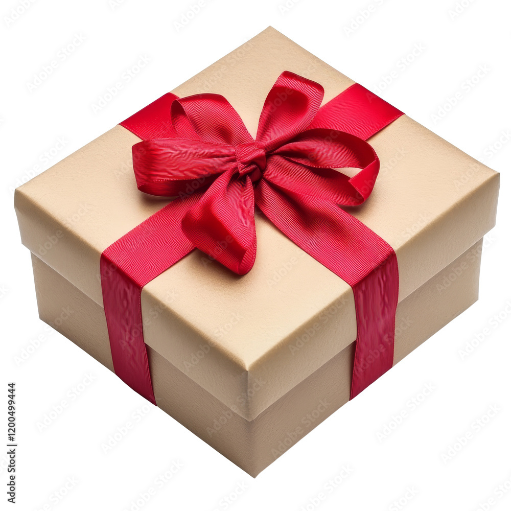 Poster elegant gift box with a stylish red ribbon isolated on a transparent background for any special occa