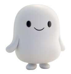 Cute Cartoon Ghost Character Illustration on Transparent Background for Halloween and Design Overlays